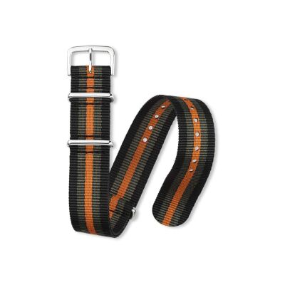 Bracelet montre Rochet Nato en nato noir, gris et orange - 22mm