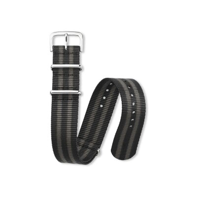 Bracelet montre Rochet Nato en nato noir et gris - 18mm