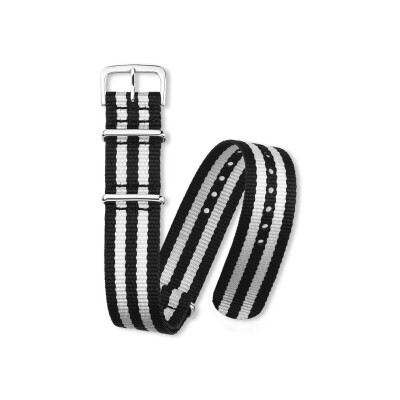 Bracelet montre Rochet Nato en nato noir et blanc - 20mm