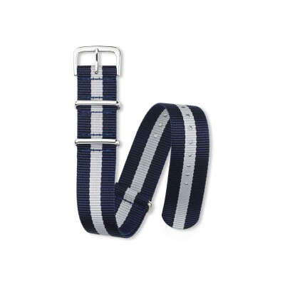 Bracelet montre Rochet Nato en nato marine et blanc - 20mm