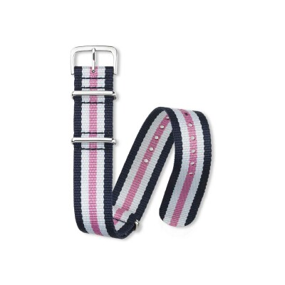 Bracelet montre Rochet Nato en nato marine, blanc et rose - 20mm
