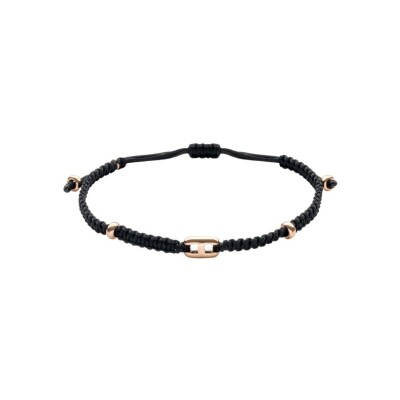 Bracelet Raynal Cordon maille café en or rose