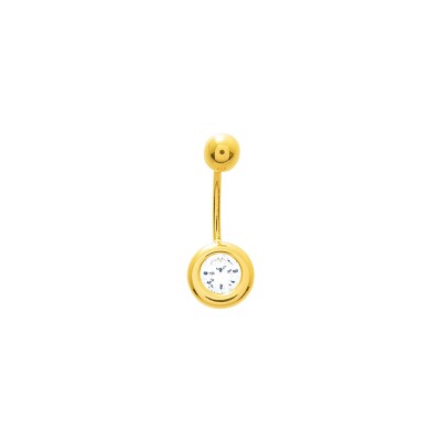 Piercing de nombril 6mm en or jaune et oxyde de zirconium
