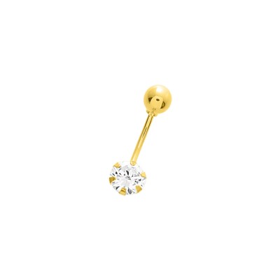 Piercing de nombril 6mm en or jaune et oxyde de zirconium