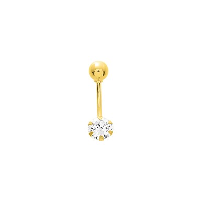 Piercing de nombril 6mm en or jaune et oxyde de zirconium