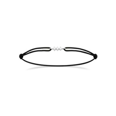 Bracelet cordon en argent rhodié et oxyde de zirconium