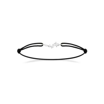 Bracelet cordon en argent rhodié et oxyde de zirconium