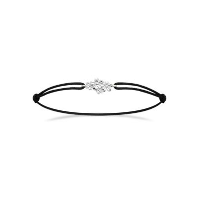 Bracelet cordon en argent rhodié et oxyde de zirconium