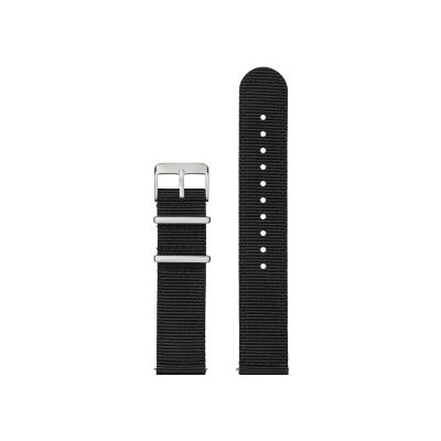 Bracelet montre Rochet Field en nylon noir, anse d'clic - 22mm