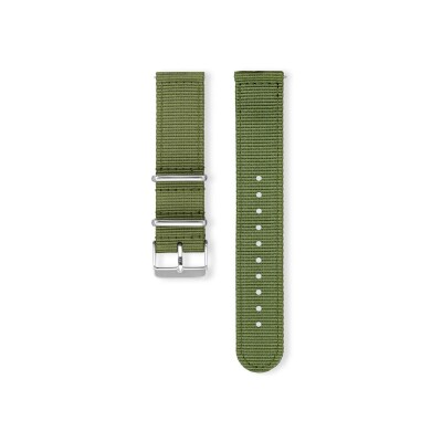 Bracelet montre Rochet Field en nylon kaki, anse d'clic - 20mm