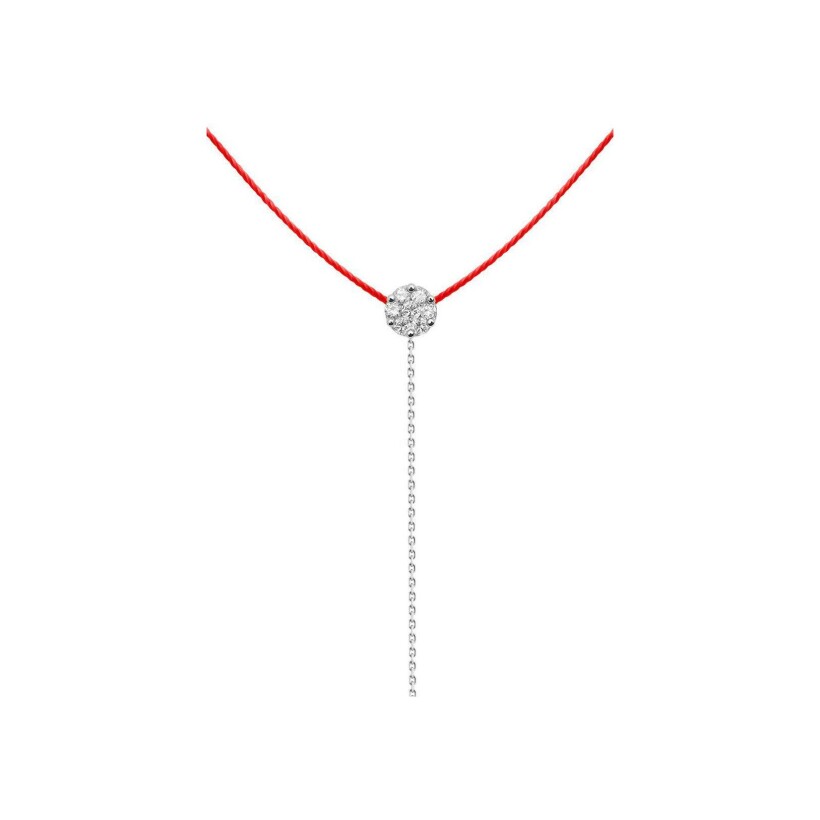 Collier RedLine Illusion Séduction fil rouge en or blanc et diamants