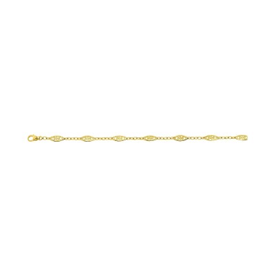 Bracelet maille filigrane en or jaune, taille 18 cm