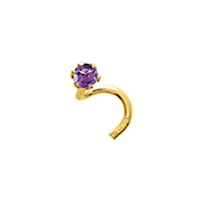 Piercing de nez en or jaune et améthyste