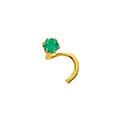 Piercing de nez en or jaune et émeraude