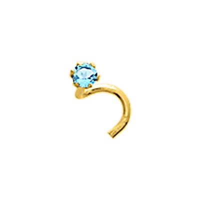Piercing de nez en or jaune et topaze bleue
