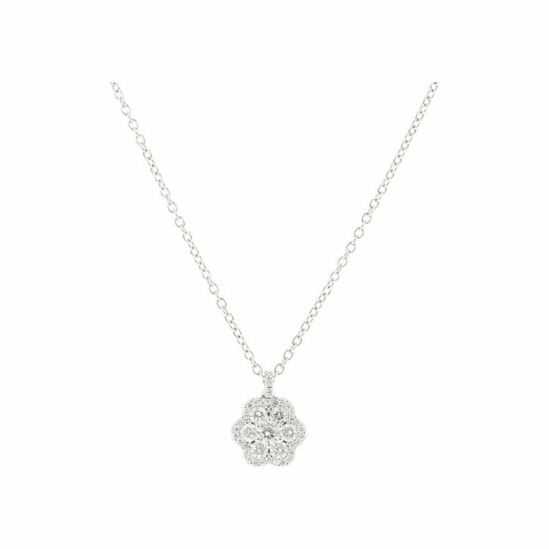 Illusion Flower necklace, in white gold and diamonds