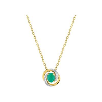 Collier en or jaune, émeraude et oxyde de zirconium