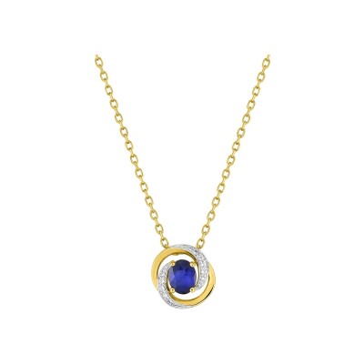 Collier en or jaune, saphir et oxyde de zirconium