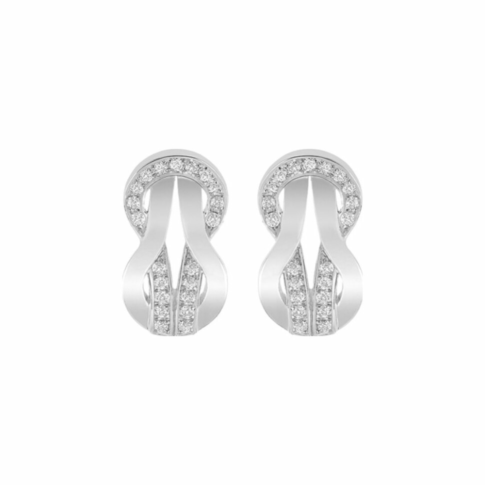 Puces d'oreilles FRED Chance Infinie en or blanc et diamants