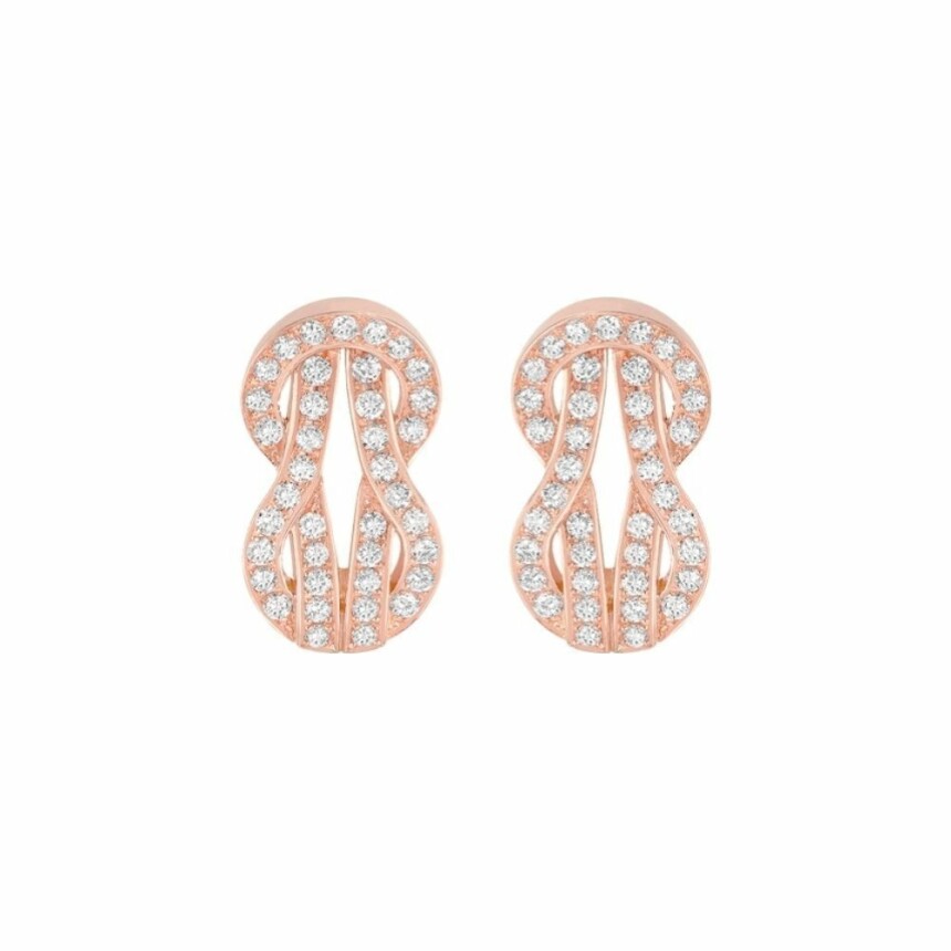 FRED Chance Infinie earrings, medium size, rose gold, white diamond pave