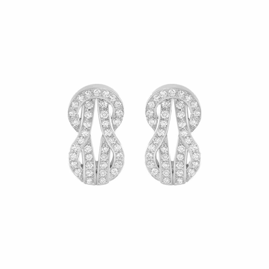 FRED Chance Infinie earrings, medium size, white gold, white-diamond pave