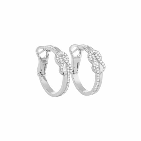 Boucles d'oreilles FRED Chance Infinie en or blanc, semi pavées de diamants