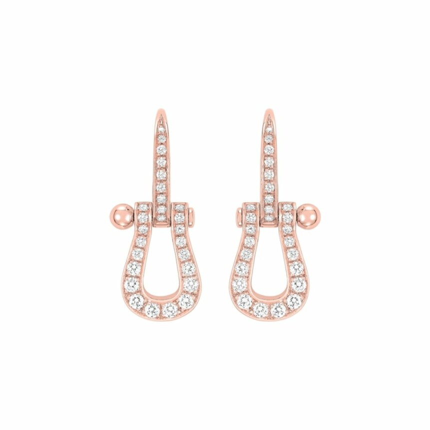 FRED Force 10 earrings, rose gold, diamond pave