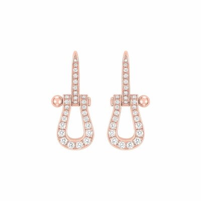 Boucles d'oreilles FRED Force 10 en or rose pavées de diamants