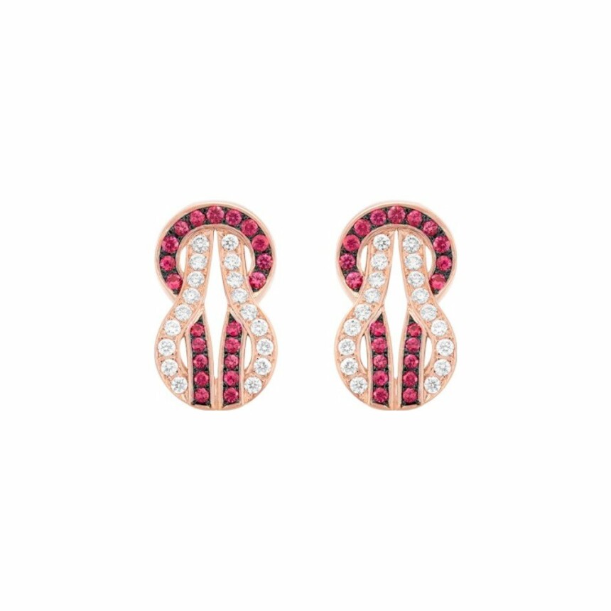 FRED Chance Infinie earrings, rose gold, diamond and ruby pave
