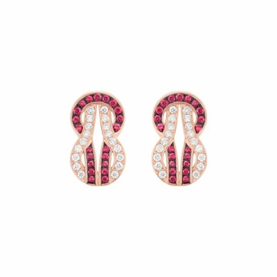 Boucles d'oreilles FRED Chance Infinie en or rose pavées de rubis et de diamants