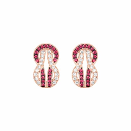 FRED Chance Infinie earrings, rose gold, diamond and ruby pave