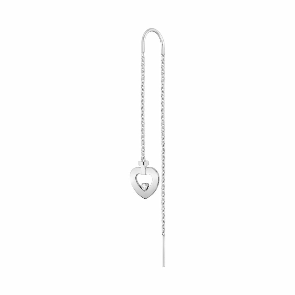 Mono boucle d'oreille longue FRED Pretty Woman en or blanc sertie d'un diamant