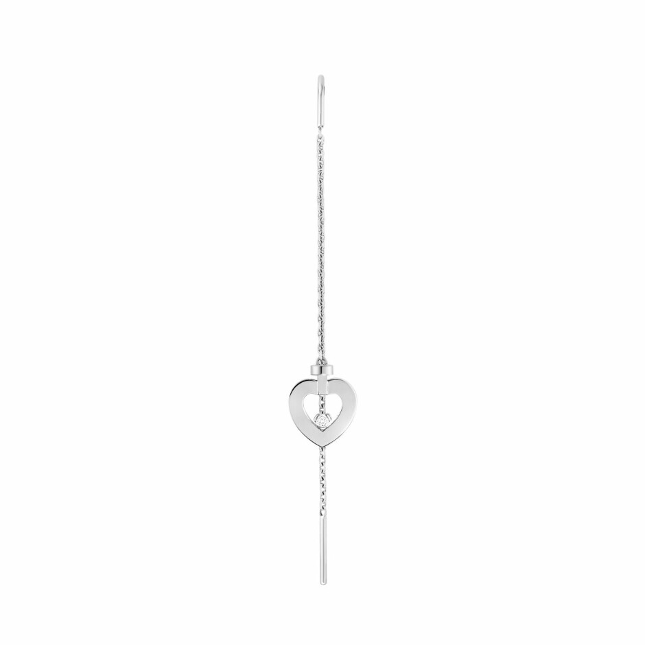 Mono boucle d'oreille longue FRED Pretty Woman en or blanc sertie d'un diamant