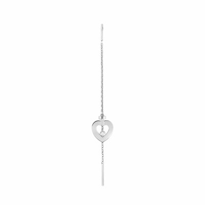 Mono boucle d'oreille longue FRED Pretty Woman en or blanc sertie d'un diamant