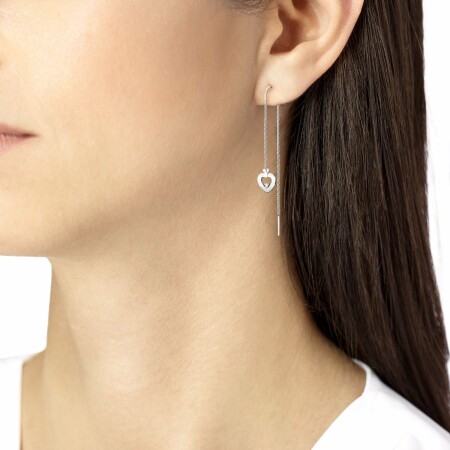 FRED Pretty Woman long single earring, white gold set with a diamond