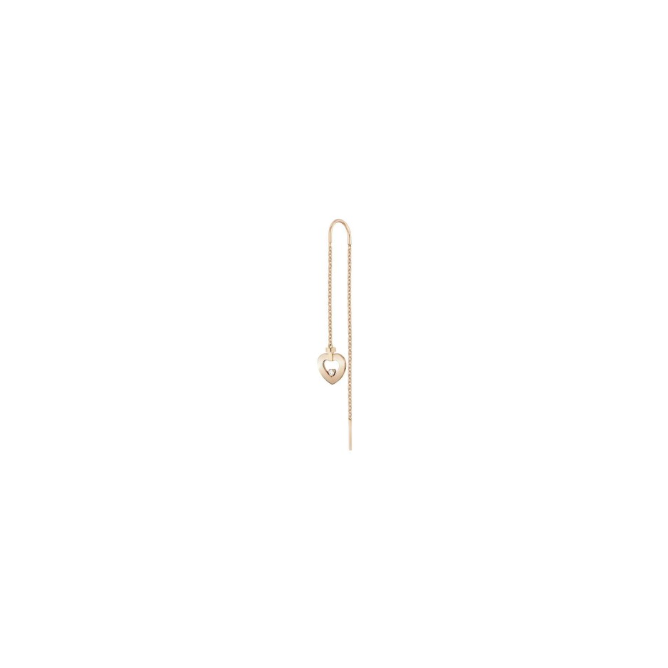 Mono boucle d'oreille longue FRED Pretty Woman en or rose sertie d'un diamant