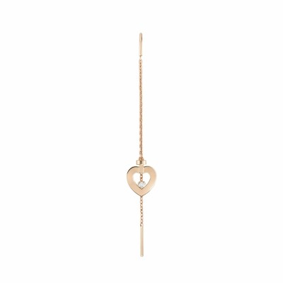 Mono boucle d'oreille longue FRED Pretty Woman en or rose sertie d'un diamant