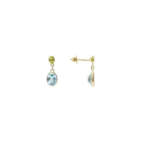 Boucles d'oreilles Isabelle Barrier en or jaune et pierres fines