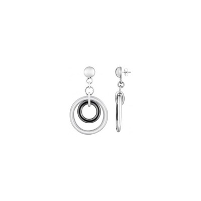 Boucles d'oreilles Ceranity motif cercle en céramique et acier