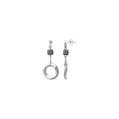 Boucles d'oreilles Ceranity motif cercle en céramique et acier