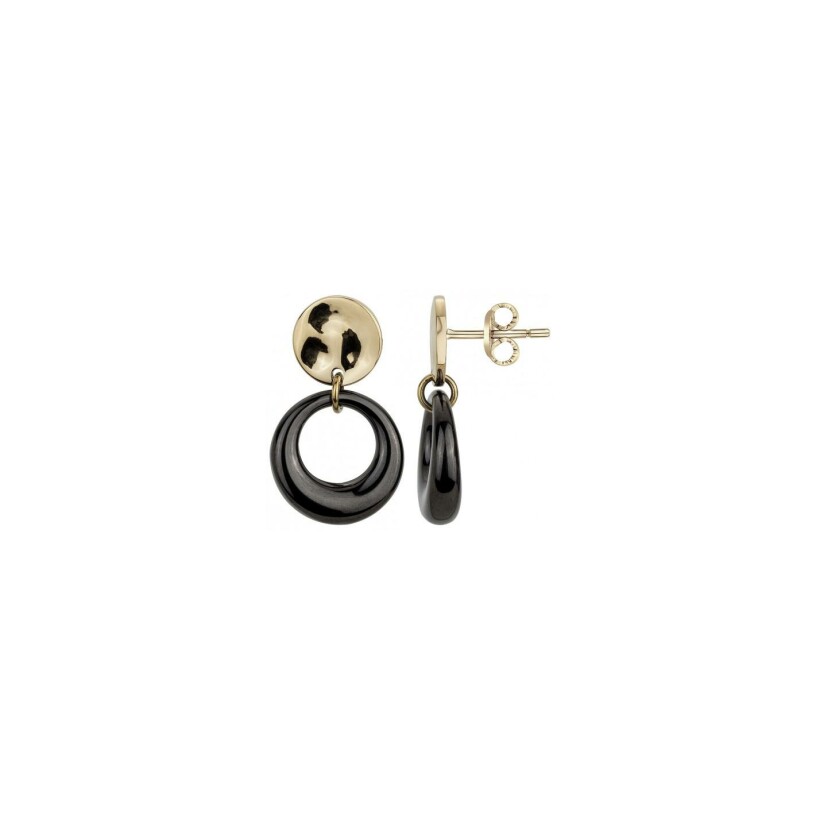 Boucles d'oreilles Phebus en acier et céramique noire