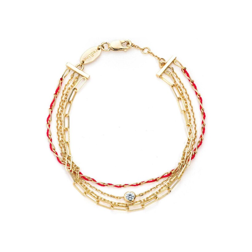 Bracelet RedLine The Generous fil rouge et or jaune avec diamant 0.10ct