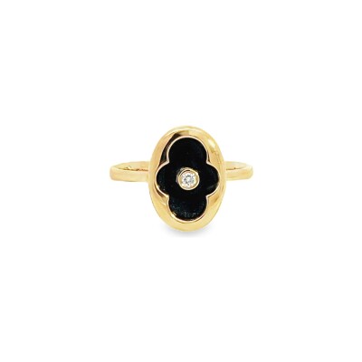 Bague en or rose, onyx et diamant