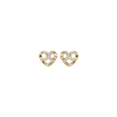 Boucles d'oreilles cœur et infini en plaqué or et oxydes de zirconium