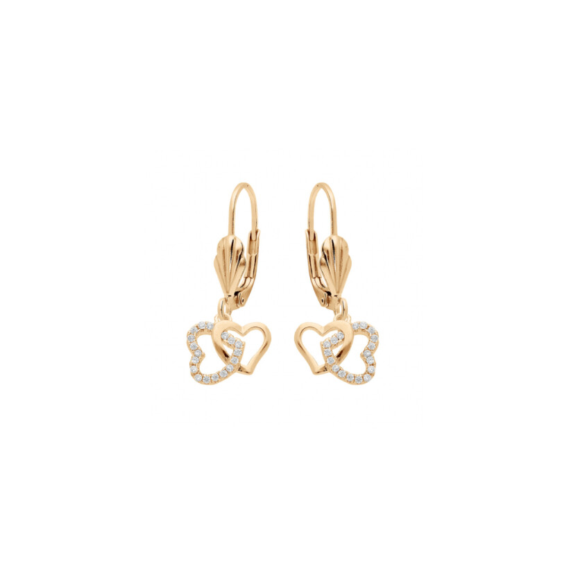 Boucles d'oreilles pendantes en plaqué or et oxydes de zirconium