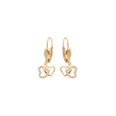 Boucles d'oreilles pendantes en plaqué or et oxydes de zirconium