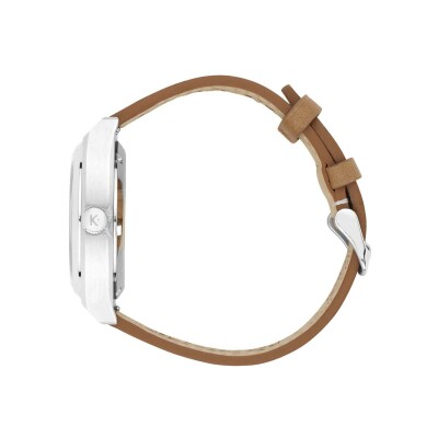 Montre Kelton RC24 Quartz Blanche – Bracelet Marron
