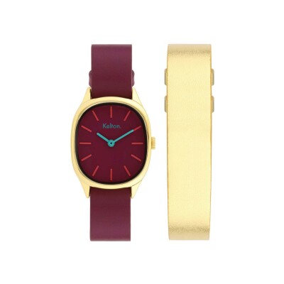 Coffret montre Kelton Colorama Prune et second bracelet