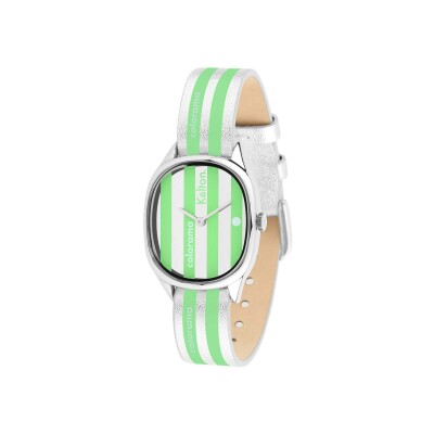 Montre Kelton Colorama rayée Cactus