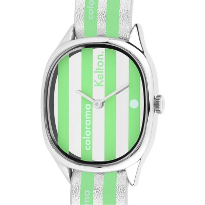 Montre Kelton Colorama rayée Cactus